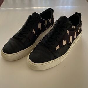 MSGM Black with White Houndstooth Pattern Lace Up Sneakers Size 39